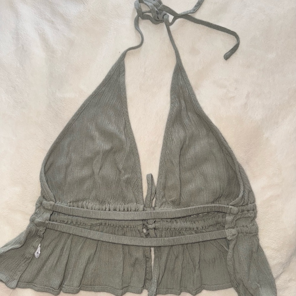 Sage green summer halter top - Picture 2 of 3